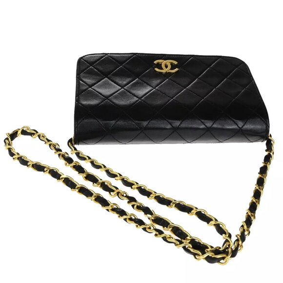 CHANEL CC Mini Matelasse Full Flap Chain Shoulder Bag Leather Black GHW 660RK817 - Picture 9 of 14